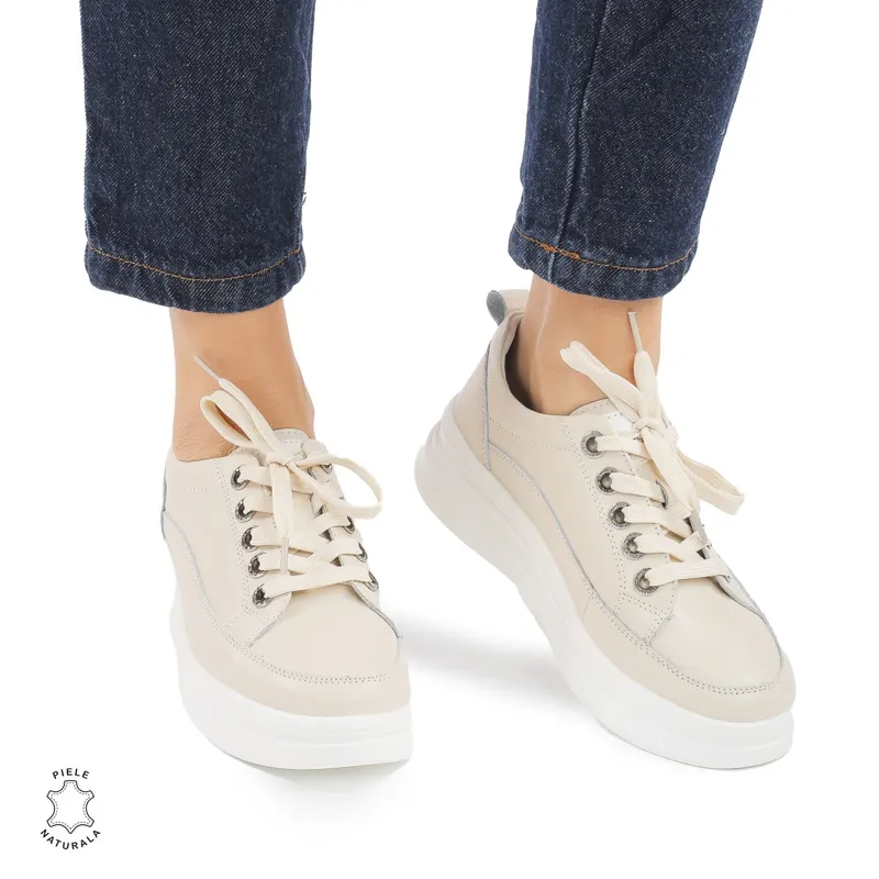 Pantofi casual dama piele naturala CRL0869 BEJ