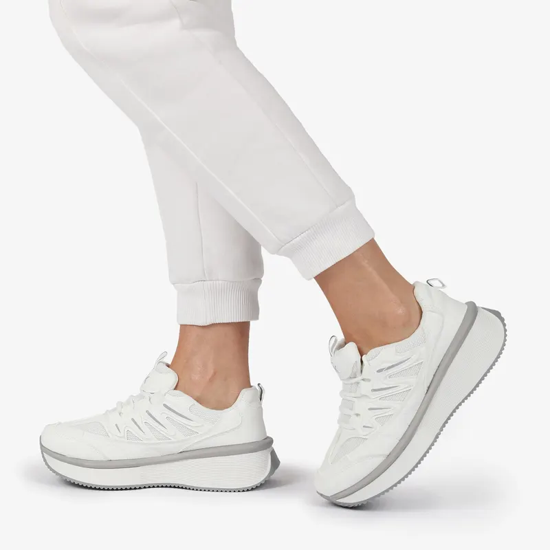 SNEAKERS din PIELE ECOLOGICA SI TEXTIL Multicolor CRL1279 ALB CU GRI