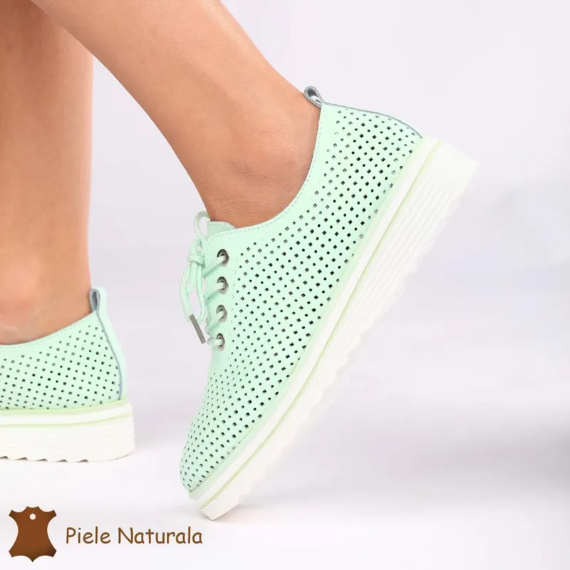 Pantofi casual dama din Piele naturală CRL0113 VERDE