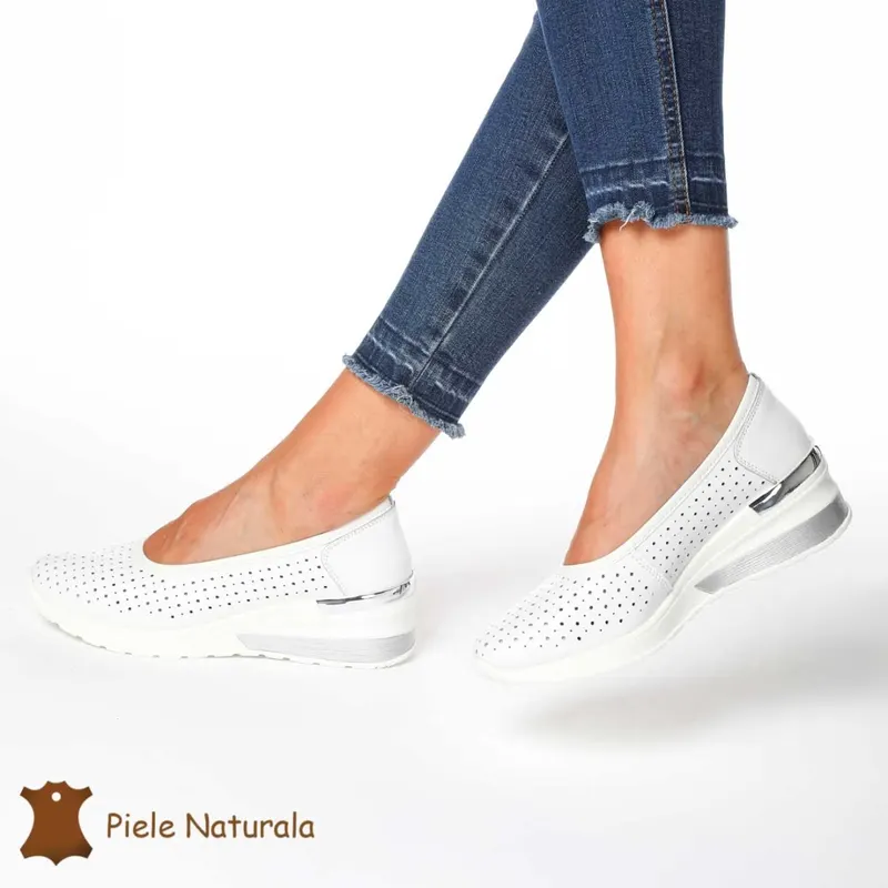 BALERINI DAMA din PIELE NATURALA CRL0978 CULOARE: ALB