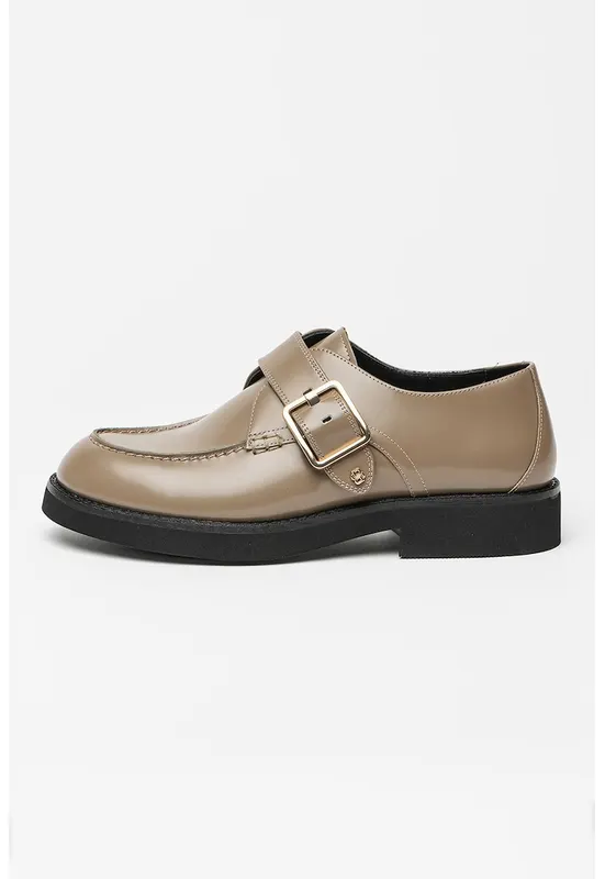 Pantofi loafer din piele cu barete cu catarama Eleri - Maro taupe