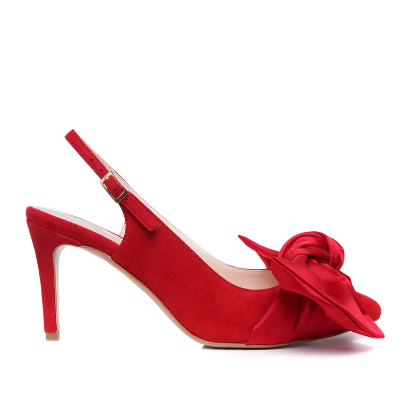 Pantofi Vesa, Piele Intoarsa, Rosii
