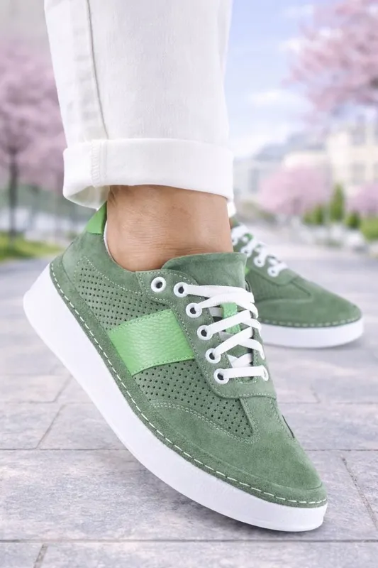 Pantofi Casual-Sport din Piele Verde - SYL GREEN