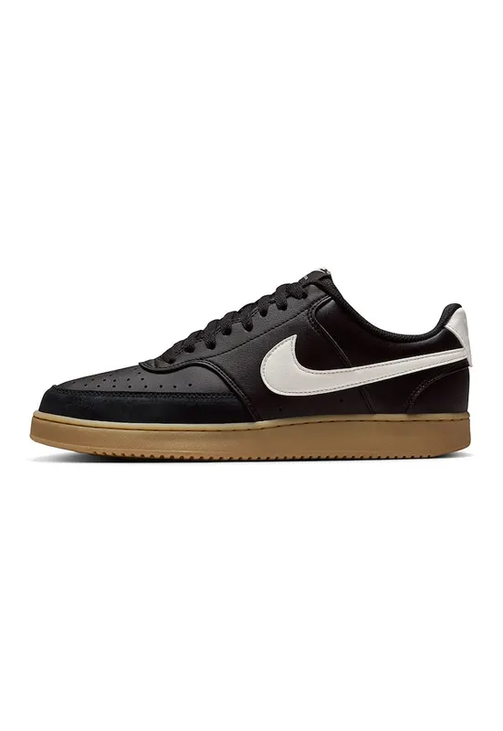 Pantofi sport low-cut Court Vision cu garnituri din piele - Negru/Maro deschis
