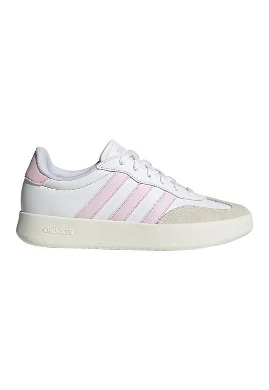 Pantofi sport Barreda din piele ecologica cu garnituri din piele intoarsa - Alb/Roz pal