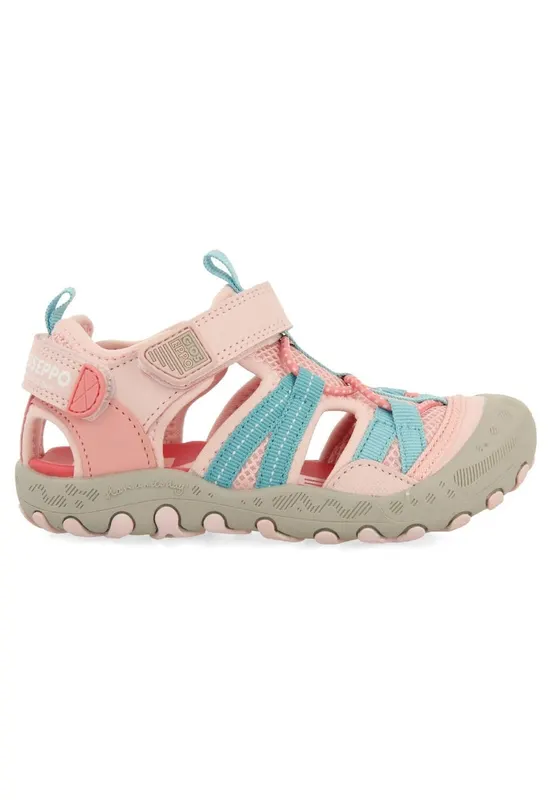 Sandale fisherman cu velcro - Roz deschis/Albastru glaciar