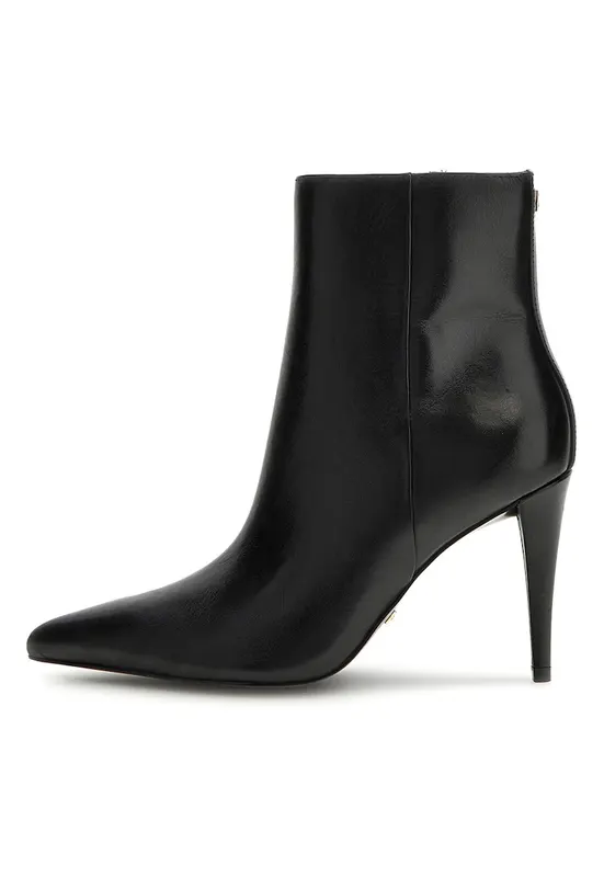 Botine de piele cu varf ascutit Slinks - Negru