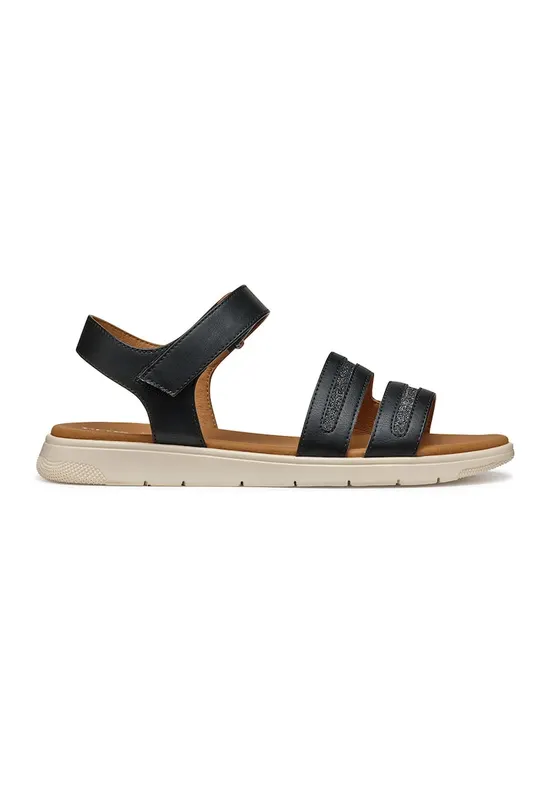 Sandale din piele ecologica cu inchidere velcro - Negru