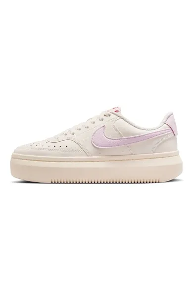 Pantofi sport din piele si piele ecologica cu talpa flatform Court Vision - Lila/Crem