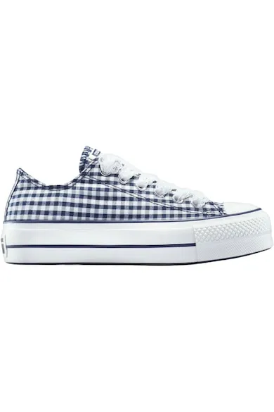 Tenisi Chuck Taylor All Star cu platforma si carouri - Albastru