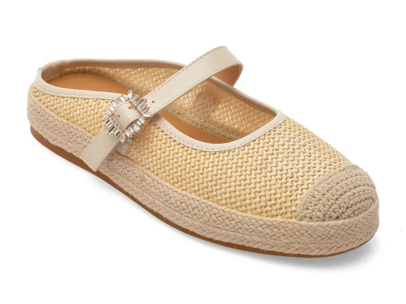 Papuci bej, 196, din material textil