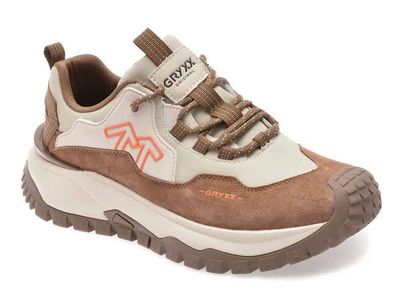 Pantofi sport maro, 5901, din piele naturala