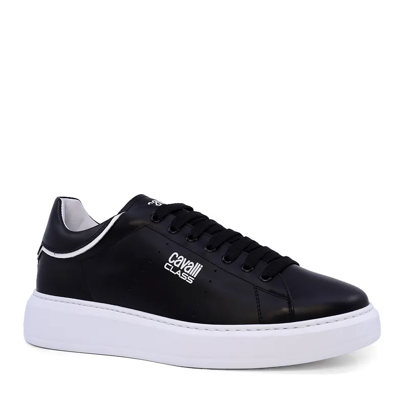Sneakers barbati Cavalli Class negri din piele 3497BP24110N — imaginea 2