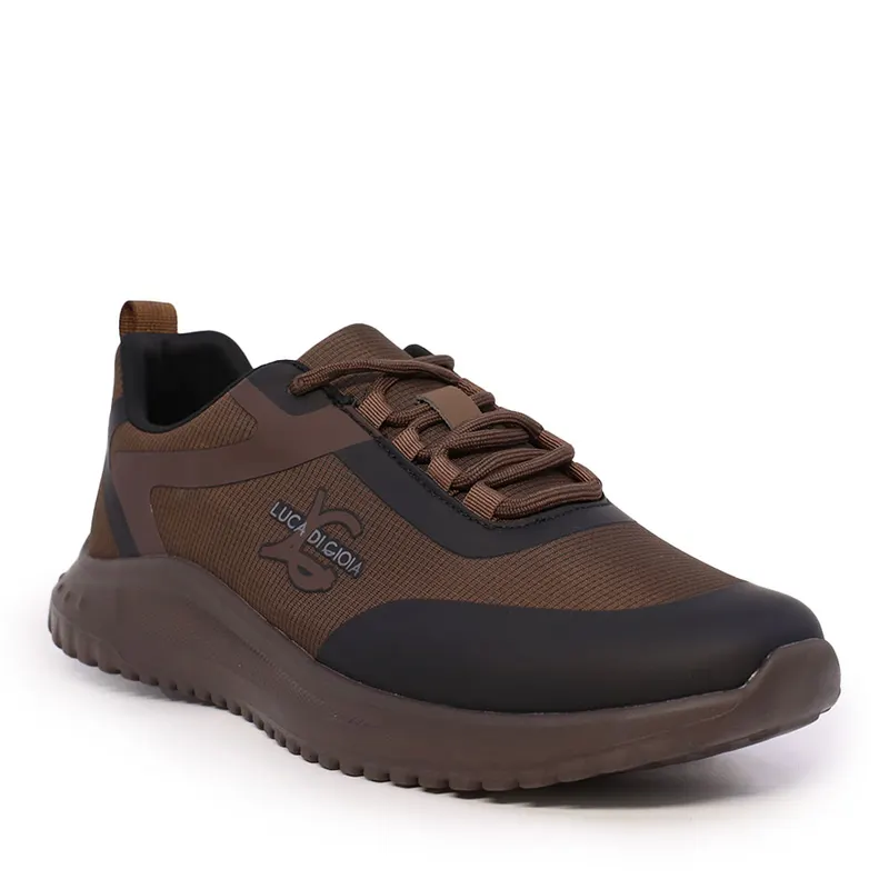 Sneakers cu logo bărbați Luca di Gioia maro din material textil 3910BP064M — imaginea 2
