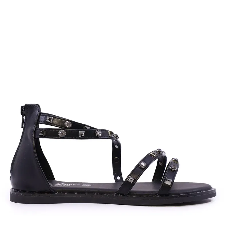 Sandale femei Solo Donna negre cu elemente deco 2549DS7048N