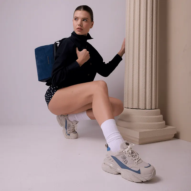 Sneaker femei Enzo Bertini gri din piele și textil 3861DP191GH — imaginea 2