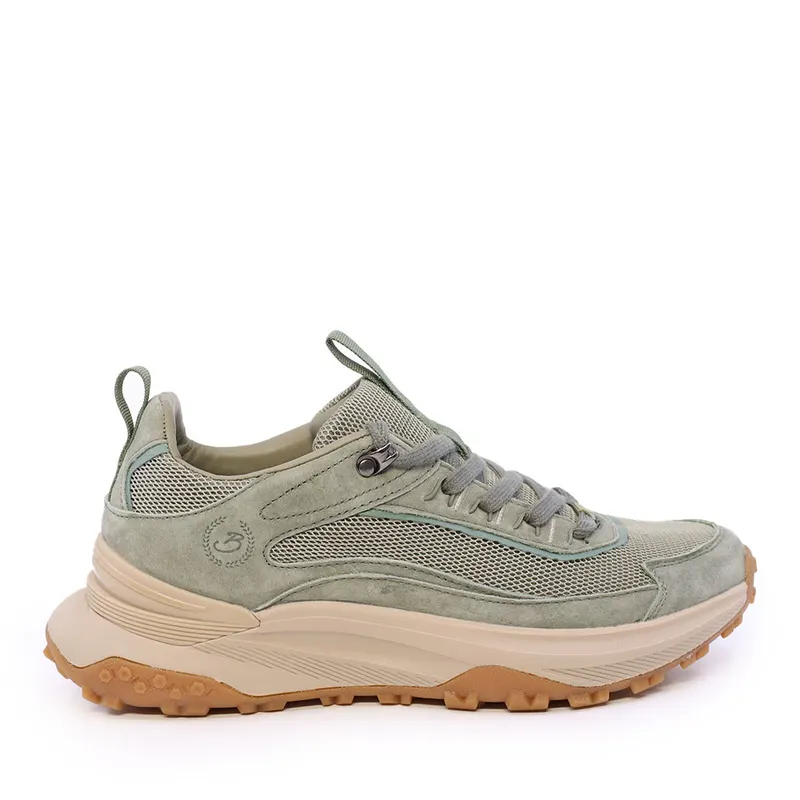 Sneakers bărbați verzi din piele și textil 1921BP0380VV