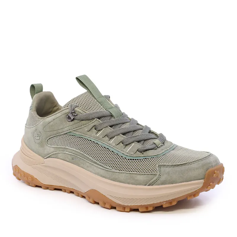 Sneakers bărbați verzi din piele și textil 1921BP0380VV — imaginea 2