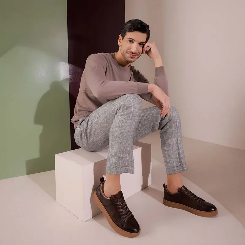 Sneakers bărbați Luca di Gioia maro din piele 2931BP2501M — imaginea 2