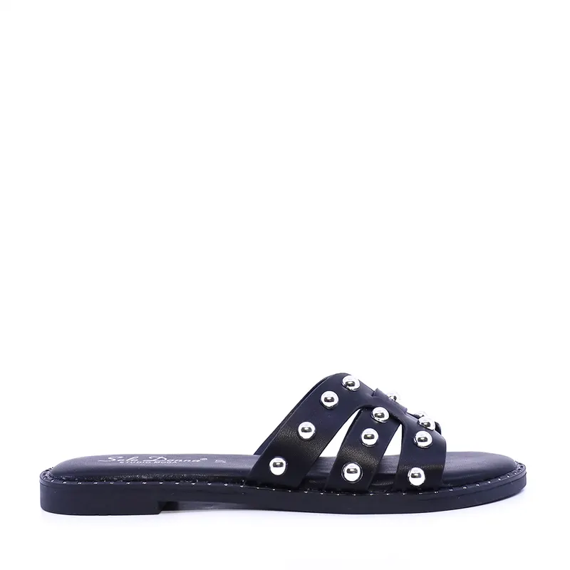 Saboți cu accesorii metalice femei Solo Donna negri 2741DST8625N