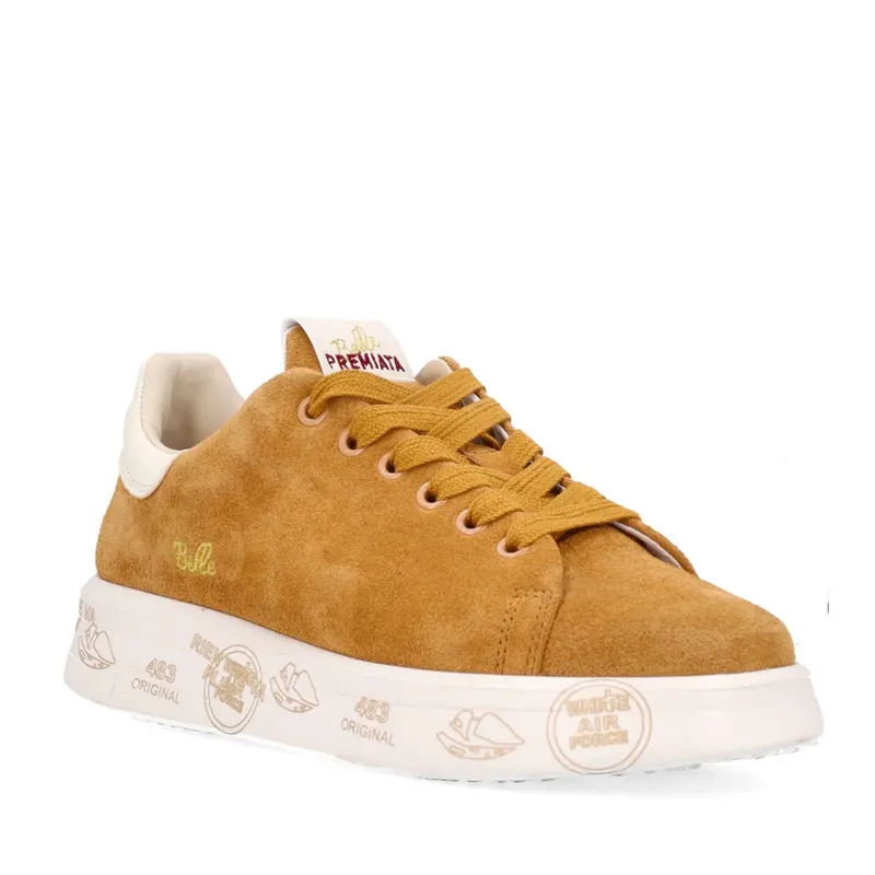 Sneakers femei Premiata Belle cognac din piele întoarsă 1692DP8628VCO — imaginea 2