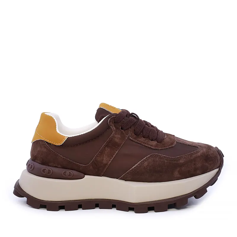 Sneakers femei Enzo Bertini maro din piele și textil 2132DP072VM
