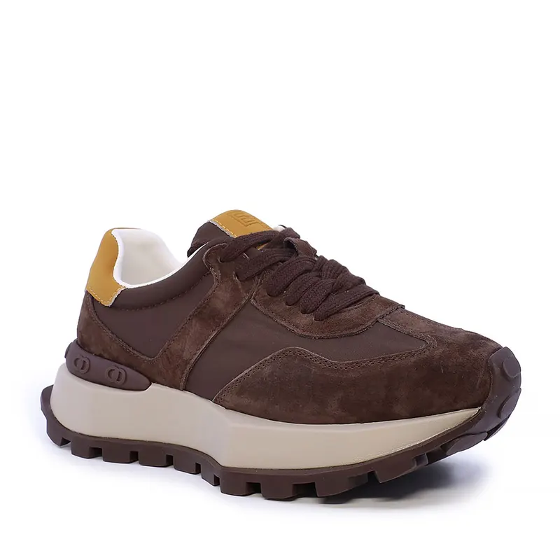 Sneakers femei Enzo Bertini maro din piele și textil 2132DP072VM — imaginea 2