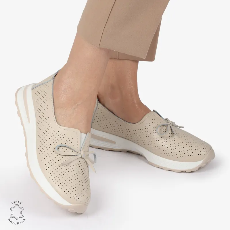 BALERINI dama din Piele Naturala CRL1060 CULOARE: BEJ