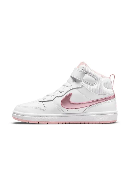 Pantofi sport mid-high Court Borough 2 din piele cu garnituri din material textil - Alb optic/Roz prafuit