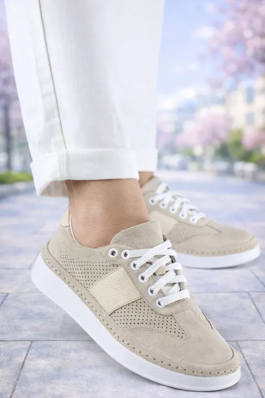 Pantofi Casual-Sport din Piele - SYL BEJ