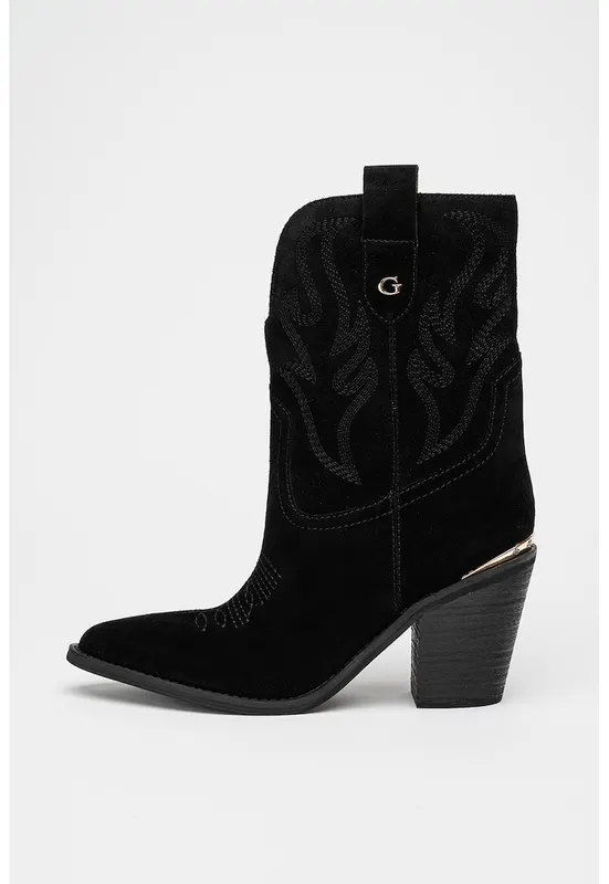 Ghete cowboy de piele intoarsa - Negru