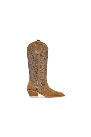 Cizme de cowboy dama V250120 - Piele naturala - Maro