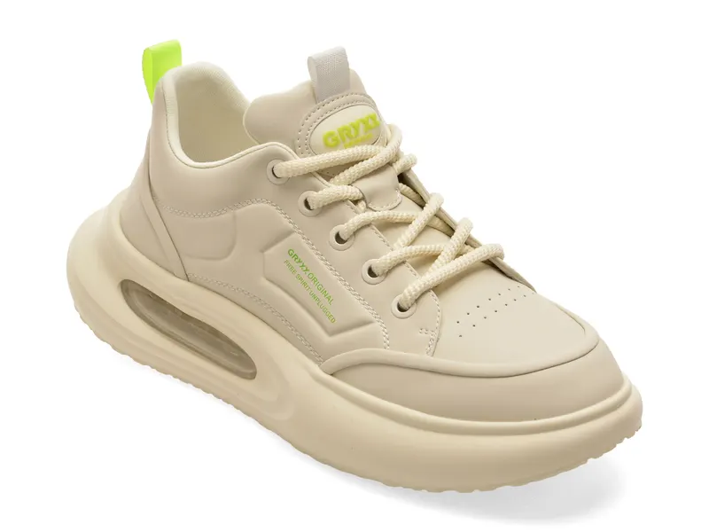 Pantofi sport albi, 18752, din piele naturala