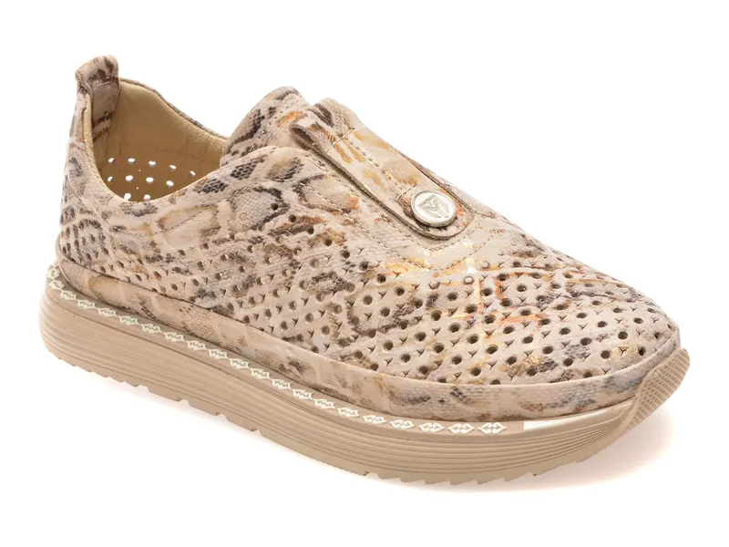 Pantofi sport bej, 251YZ74, din piele naturala