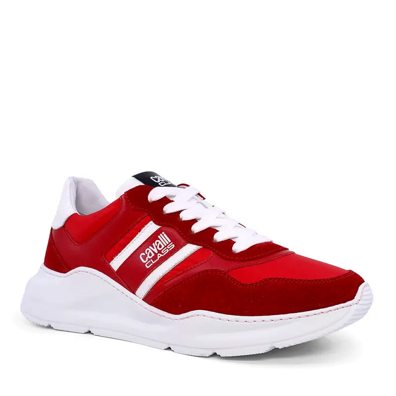 Sneakers barbati Cavalli Class rosii din piele 3497BP24123R — imaginea 2
