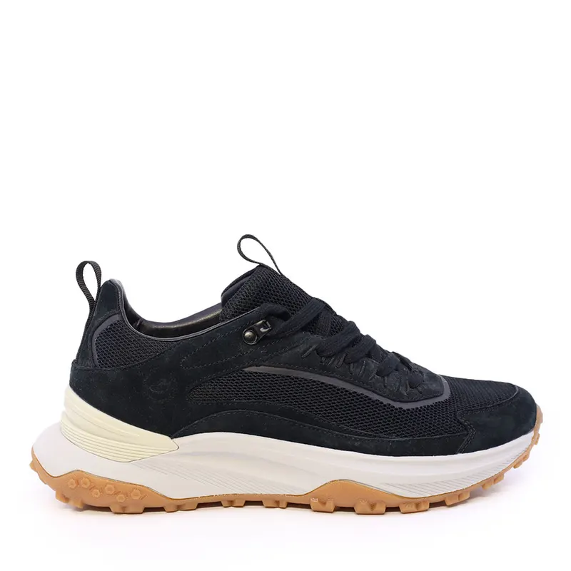Sneakers bărbați negri din piele și textil 1921BP0380VN