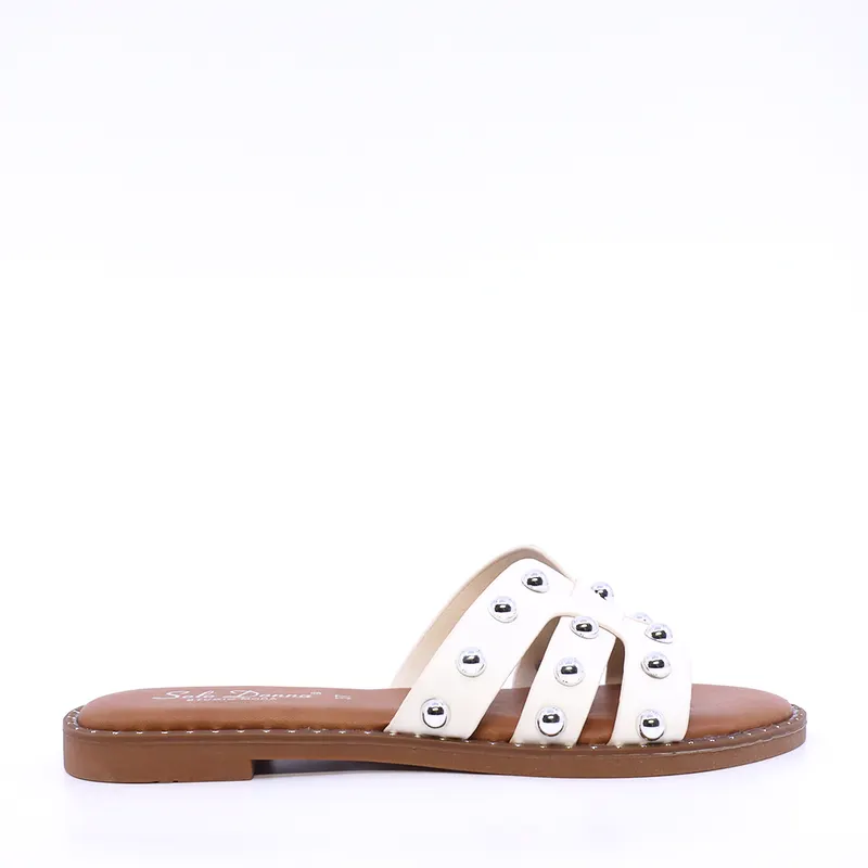 Saboți cu accesorii metalice femei Solo Donna albi 2741DST8625A