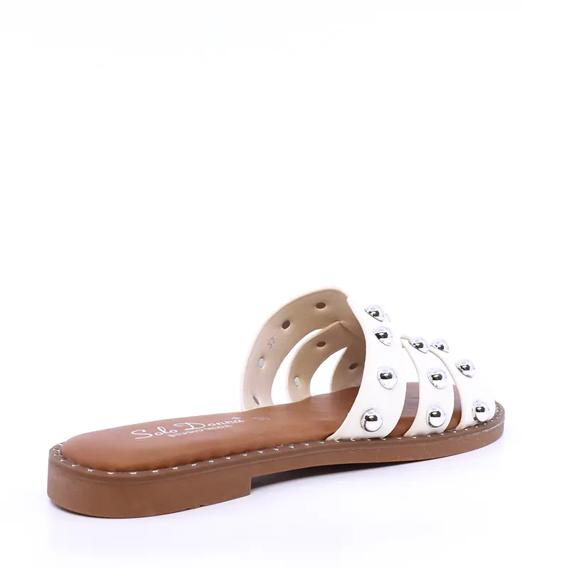 Saboți cu accesorii metalice femei Solo Donna albi 2741DST8625A — imaginea 2