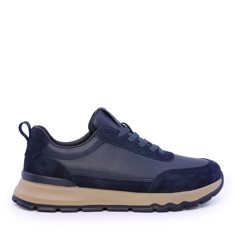 Sneakers ușori bărbați Luca di Gioia bleumarin din piele 3912BP086BL