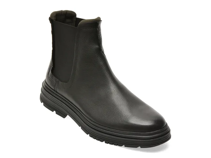 Ghete CLARKS negre, BADBURY EASY, din piele naturala