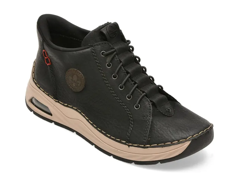 Ghete RIEKER negre, 44550, din piele ecologica