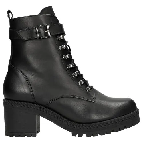 Botine biker negri cu toc dame