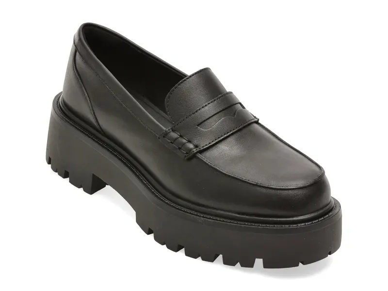 Mocasini negri, CADAYCIA 001, din piele naturala