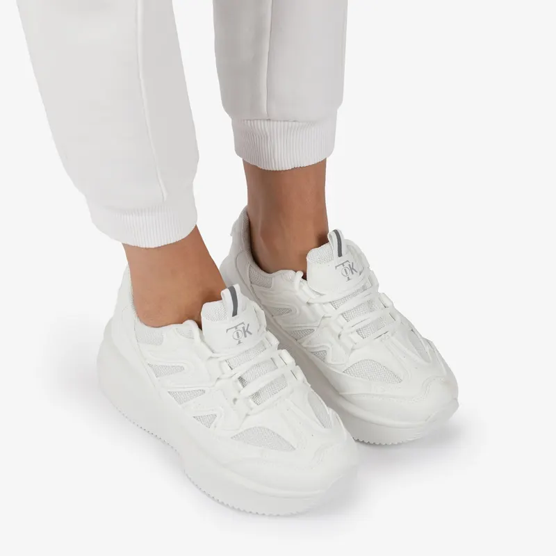 SNEAKERS din PIELE ECOLOGICA SI TEXTIL Multicolor CRL1279 ALB