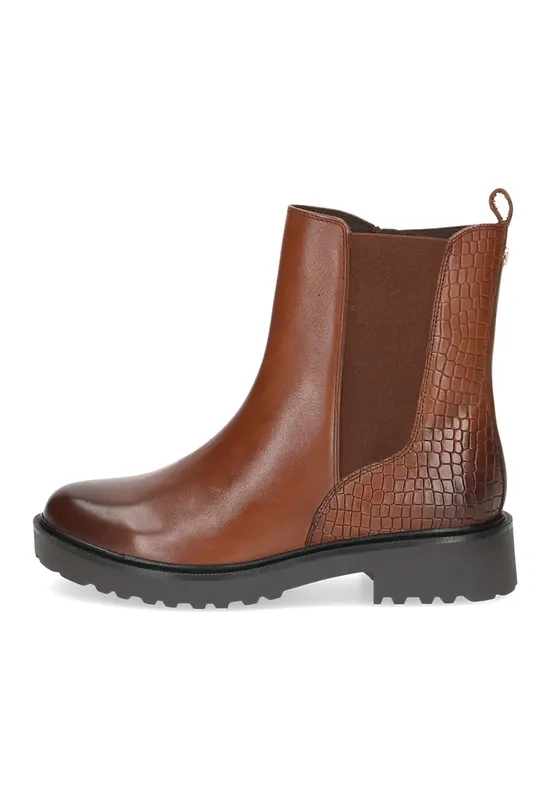 Ghete de piele cu segment textil - Maro scortisoara