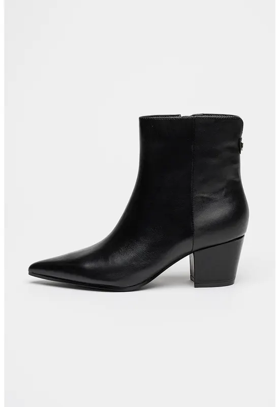 Botine de piele ecologica cu fermoar - Negru