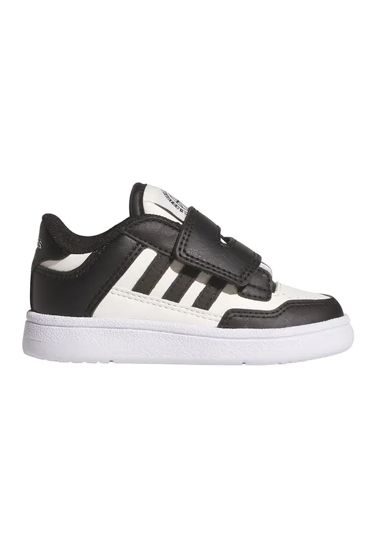 Pantofi sport din piele ecologica cu inchidere velcro Rapid Court - Alb/Negru