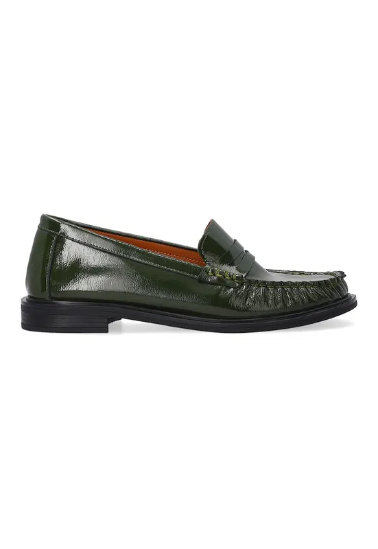 Pantofi loafer din piele lacuita pentru femei cu varf cusut -