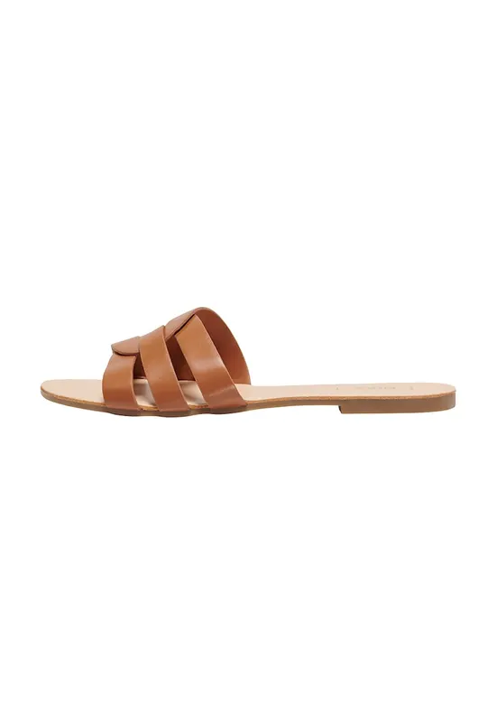 Papuci de piele ecologica - Caramel