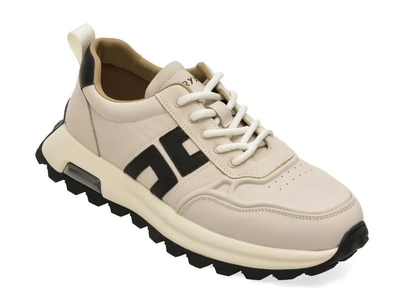 Pantofi sport albi, 61908, din piele naturala